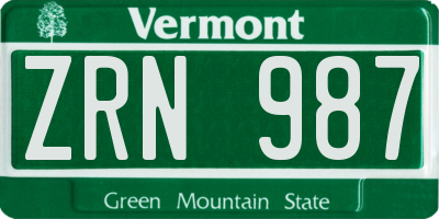 VT license plate ZRN987
