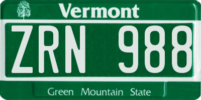 VT license plate ZRN988