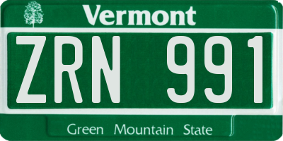 VT license plate ZRN991