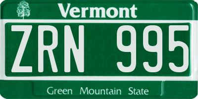 VT license plate ZRN995