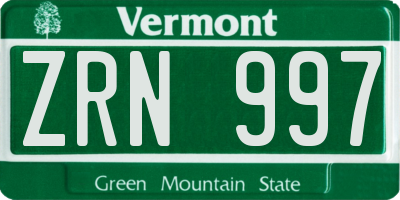 VT license plate ZRN997