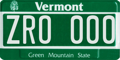 VT license plate ZRO000