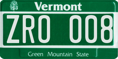 VT license plate ZRO008