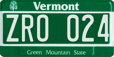 VT license plate ZRO024
