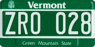 VT license plate ZRO028