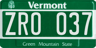 VT license plate ZRO037
