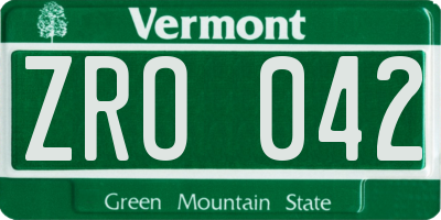 VT license plate ZRO042