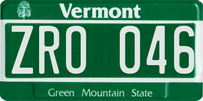VT license plate ZRO046