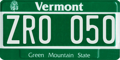 VT license plate ZRO050