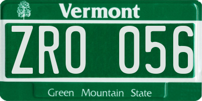 VT license plate ZRO056