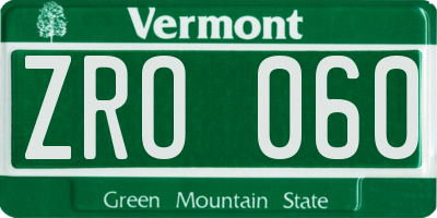 VT license plate ZRO060