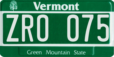 VT license plate ZRO075