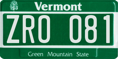 VT license plate ZRO081