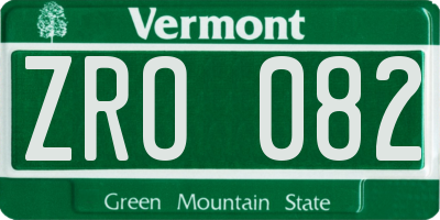 VT license plate ZRO082