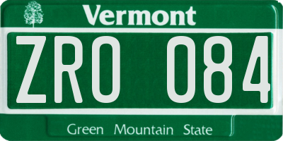 VT license plate ZRO084