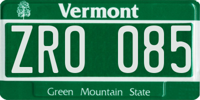 VT license plate ZRO085