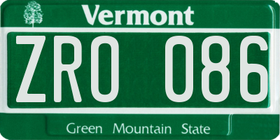 VT license plate ZRO086