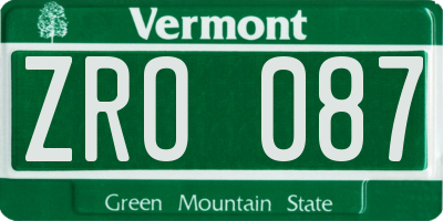 VT license plate ZRO087