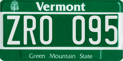 VT license plate ZRO095