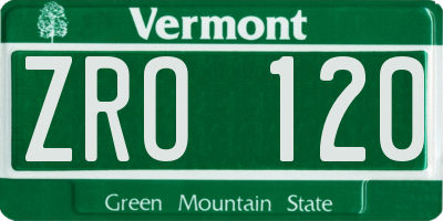 VT license plate ZRO120