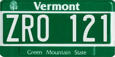 VT license plate ZRO121