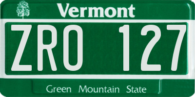 VT license plate ZRO127