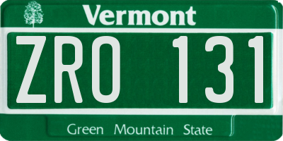 VT license plate ZRO131