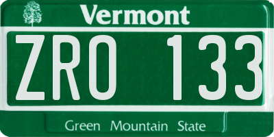 VT license plate ZRO133