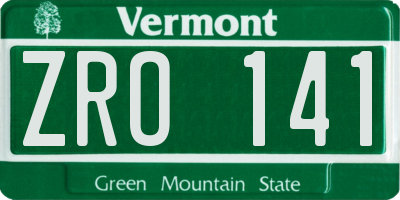 VT license plate ZRO141