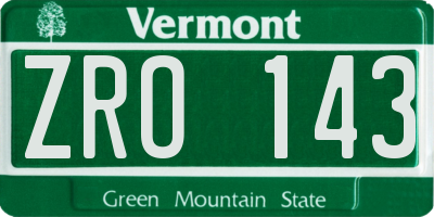VT license plate ZRO143