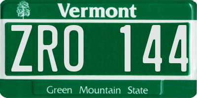 VT license plate ZRO144