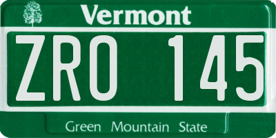 VT license plate ZRO145