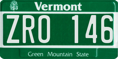 VT license plate ZRO146