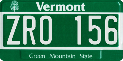 VT license plate ZRO156