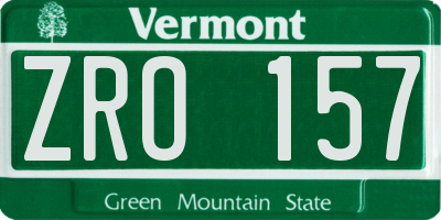 VT license plate ZRO157