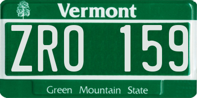 VT license plate ZRO159
