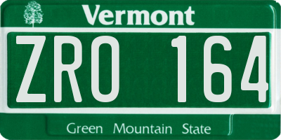 VT license plate ZRO164