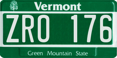 VT license plate ZRO176
