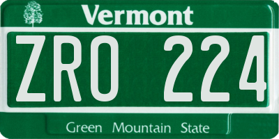 VT license plate ZRO224
