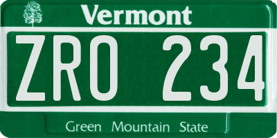 VT license plate ZRO234