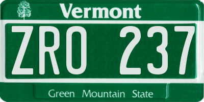 VT license plate ZRO237