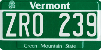 VT license plate ZRO239