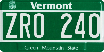 VT license plate ZRO240