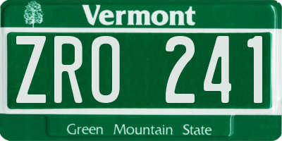 VT license plate ZRO241