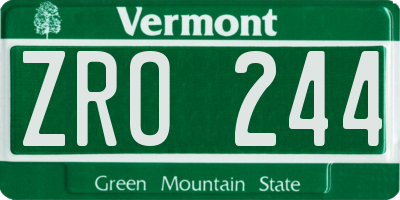 VT license plate ZRO244