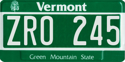 VT license plate ZRO245