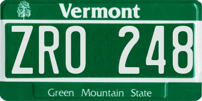 VT license plate ZRO248