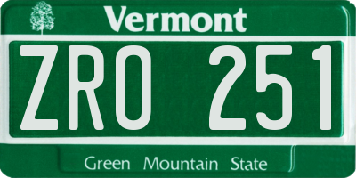 VT license plate ZRO251