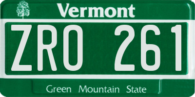 VT license plate ZRO261