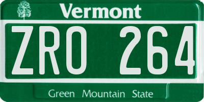 VT license plate ZRO264